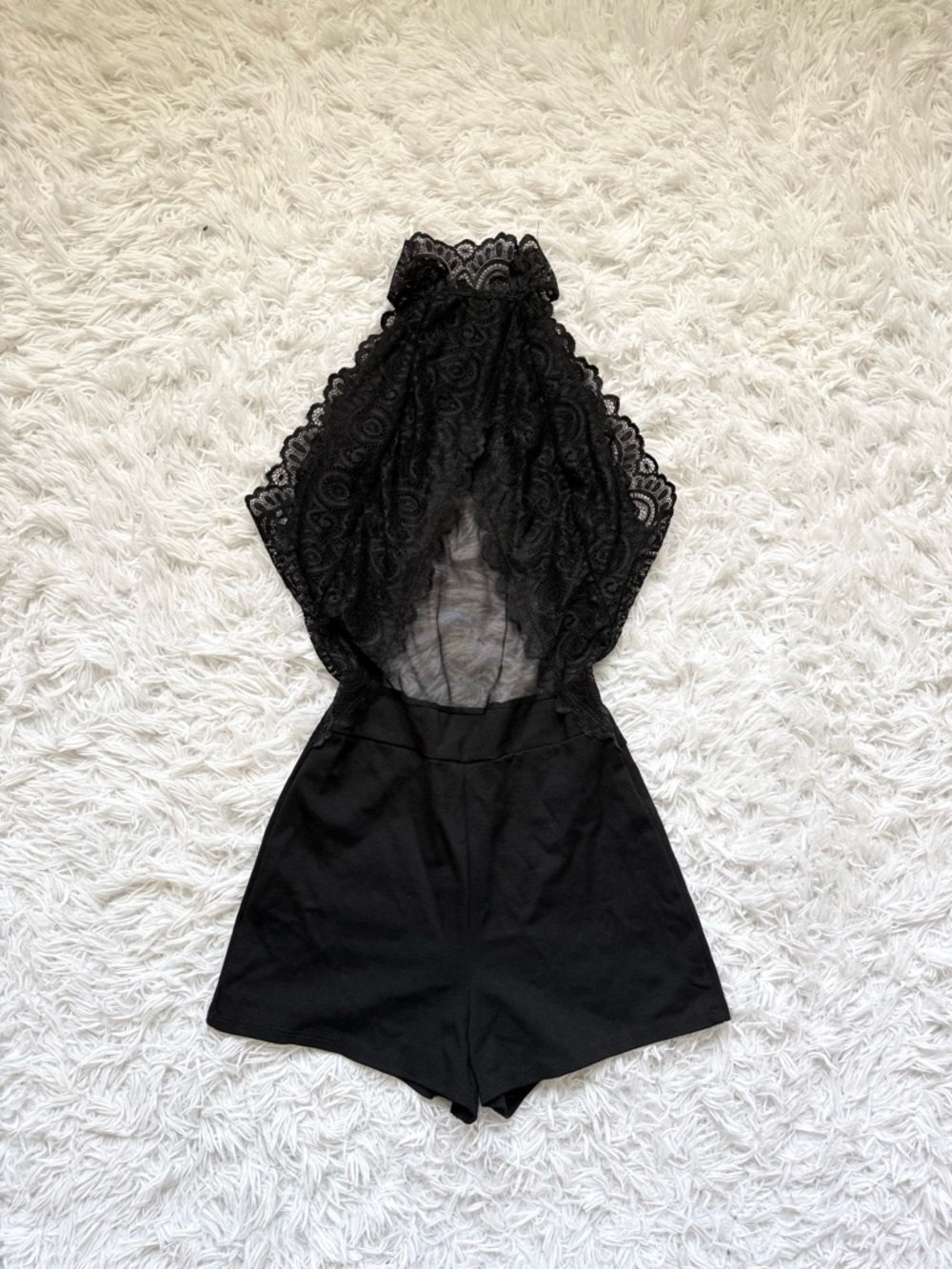 Black Lace Halter Romper